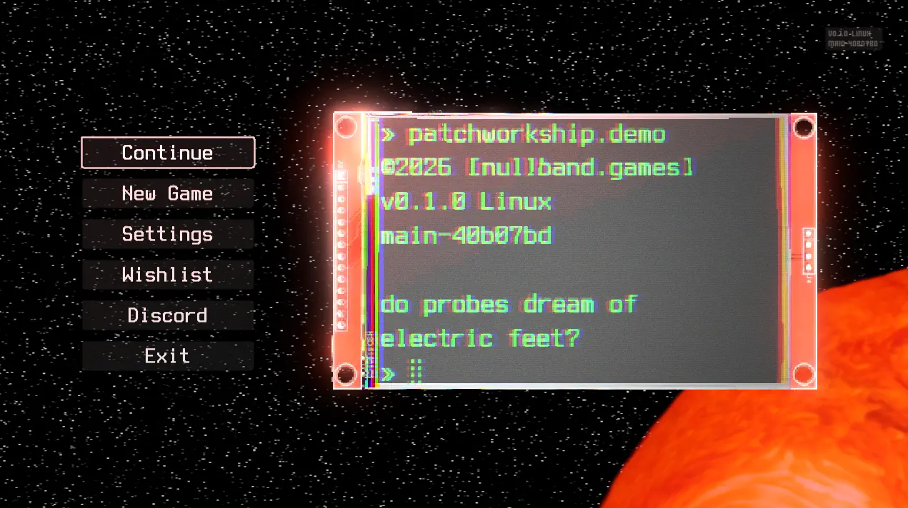 The main menu for The Patchwork Ship